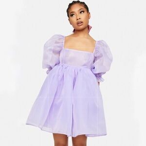 Pastel Lavender Selkie Dress Puff Sleeve Mini Skirt Butterfly Lilac Purple Sheer